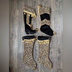 Vintage Leopard Print Unique Holiday Stocking Set of 4